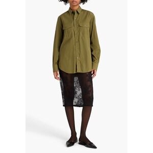 WARDROBE.NYC Army Green Cotton Poplin Cargo Shirt W5002_R03 Medium‎